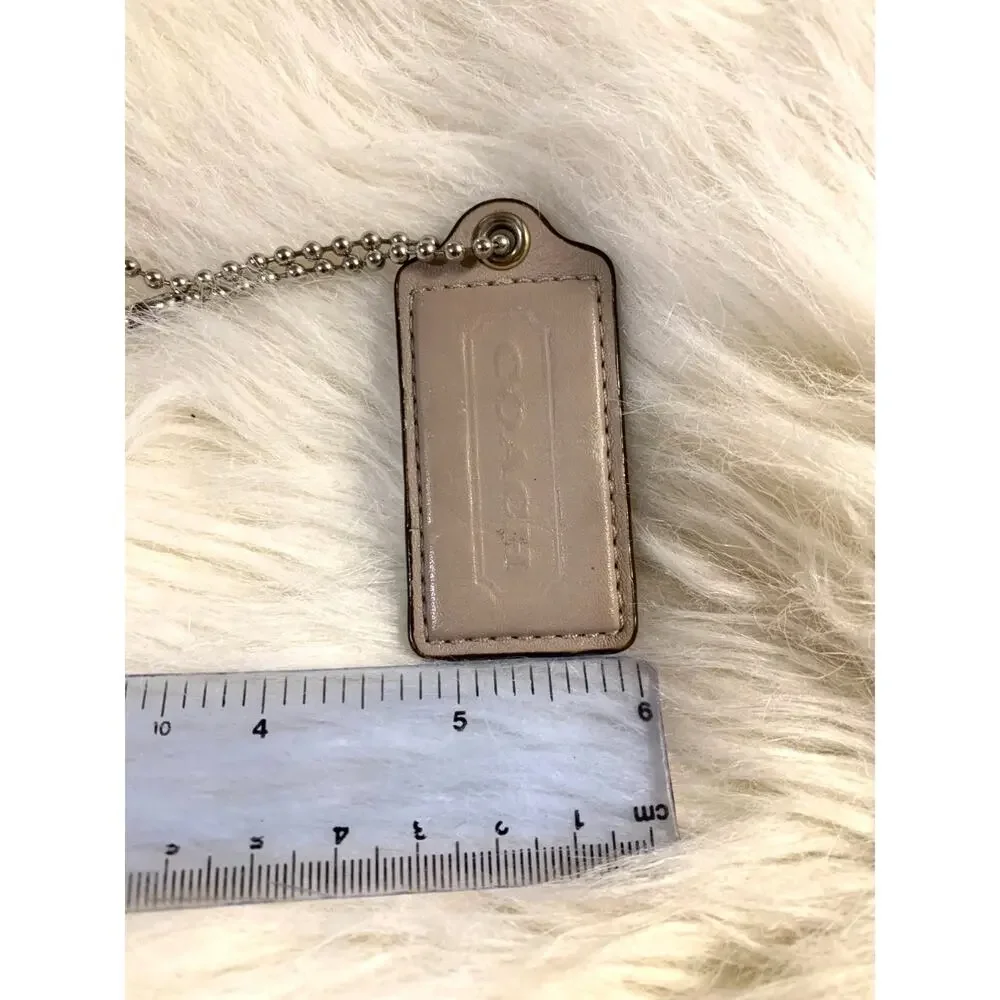 Authentic COACH Light Gray Leather Lozenge Hang Tag Purse Charm 2.5